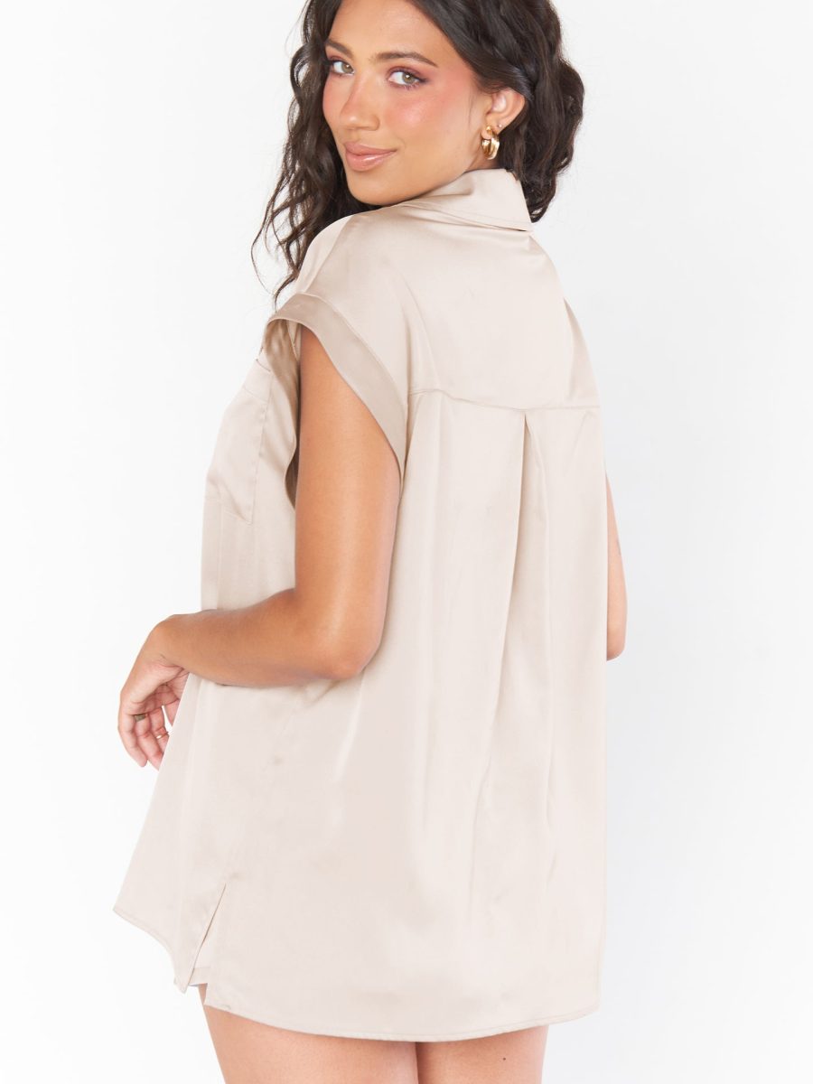 Best Day Button Up ~ Champagne Luxe Satin