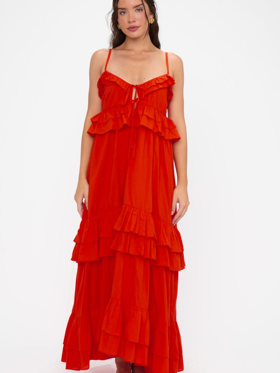 Freya Maxi Dress ~ Rouge Red Voile