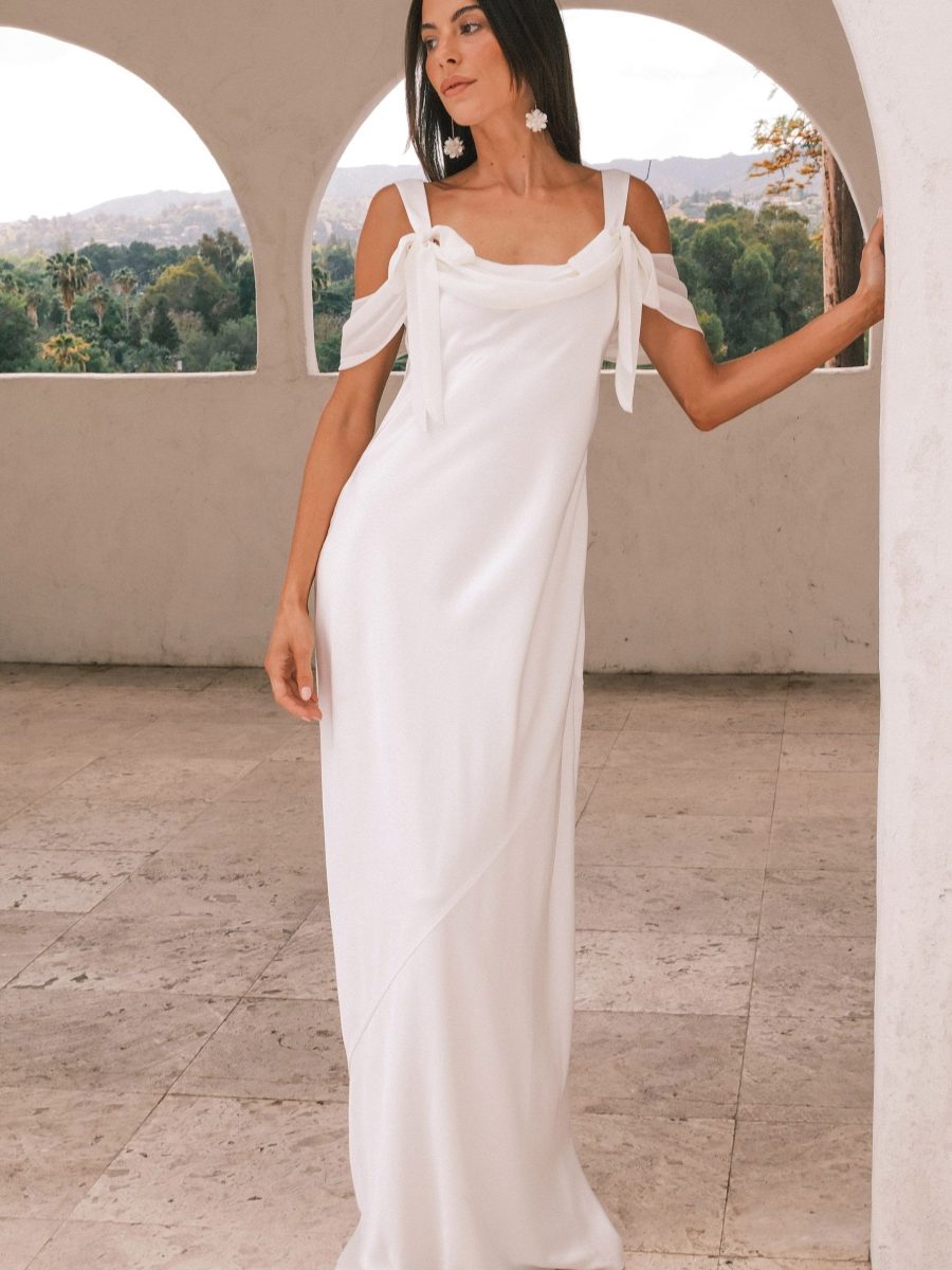 Bella Maxi Dress ~ Ivory Luxe Satin