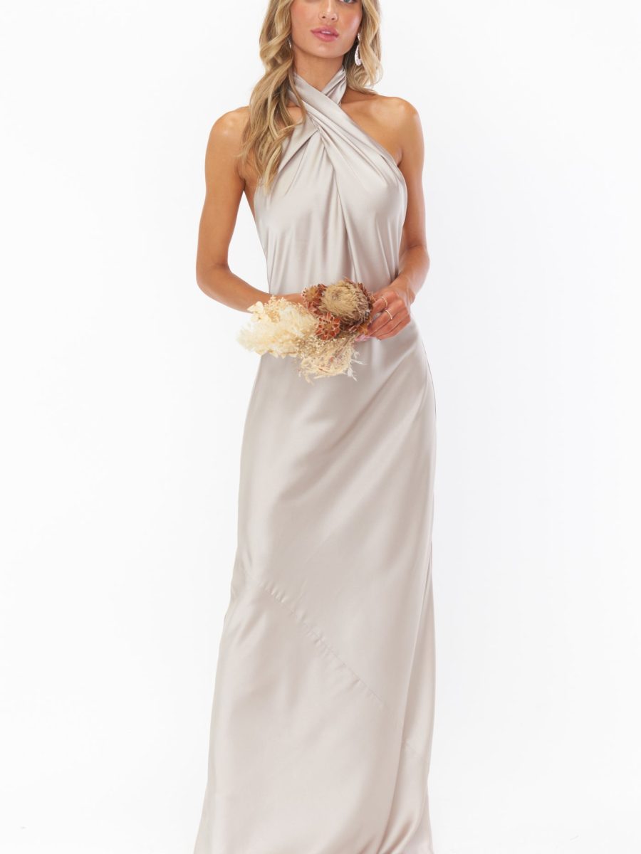 Jasmine Halter Maxi Dress ~ Show Me The Ring Luxe Satin