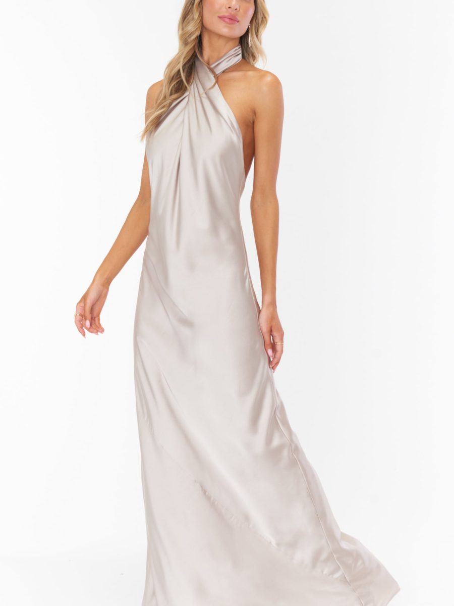 Jasmine Halter Maxi Dress ~ Show Me The Ring Luxe Satin