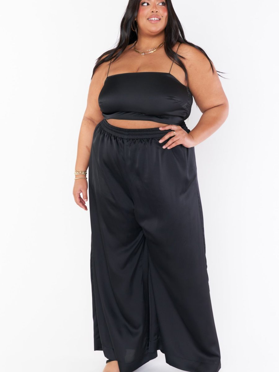 Tucker Top ~ Black Luxe Satin