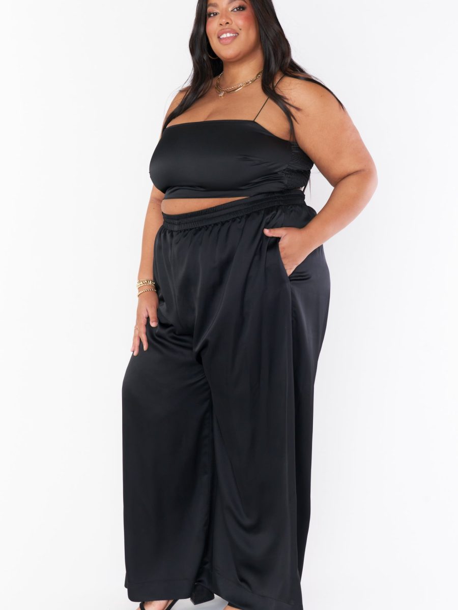 Tucker Top ~ Black Luxe Satin