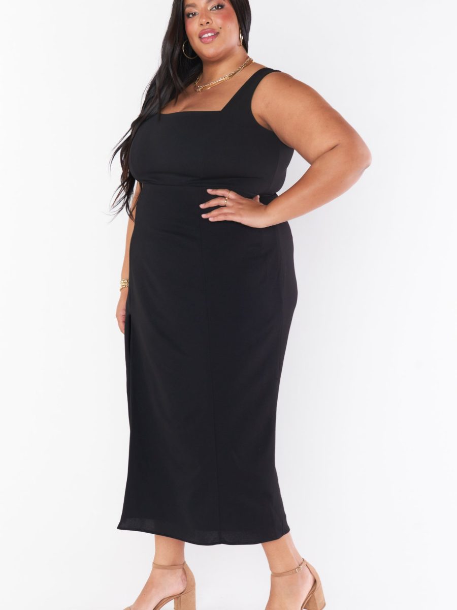 Eden Midi Dress ~ Black Stretch