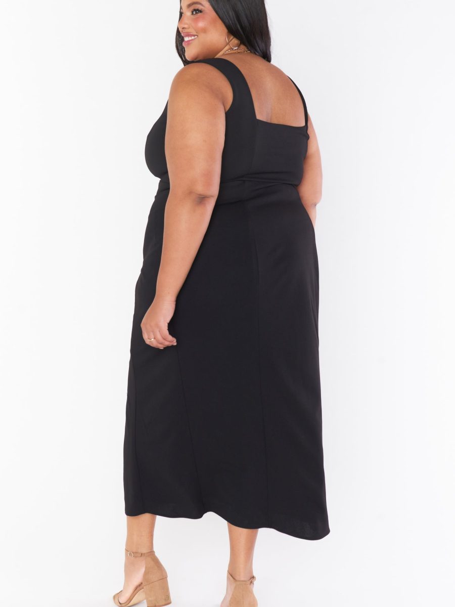 Eden Midi Dress ~ Black Stretch