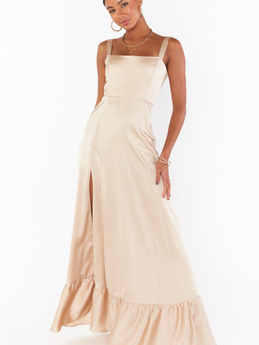 Clarissa Corset Dress ~ Champagne Luxe Satin