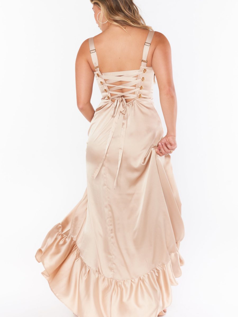 Clarissa Corset Dress ~ Champagne Luxe Satin