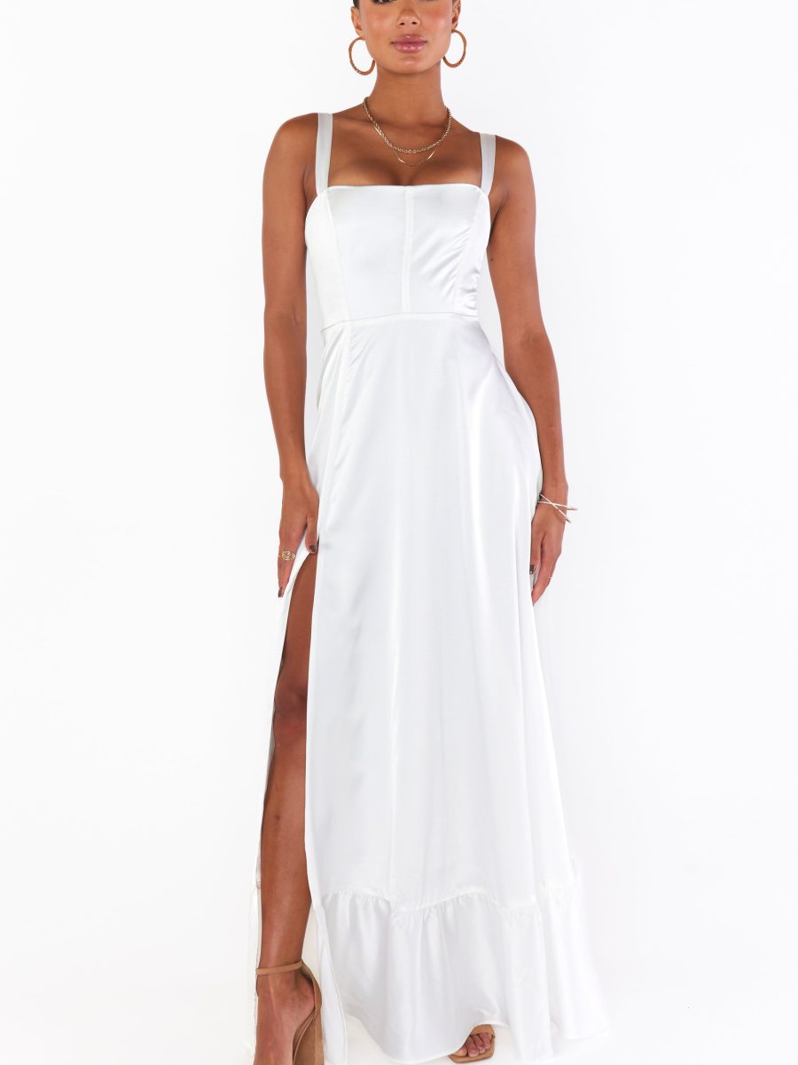 Clarissa Corset Dress ~ Ivory Luxe Satin