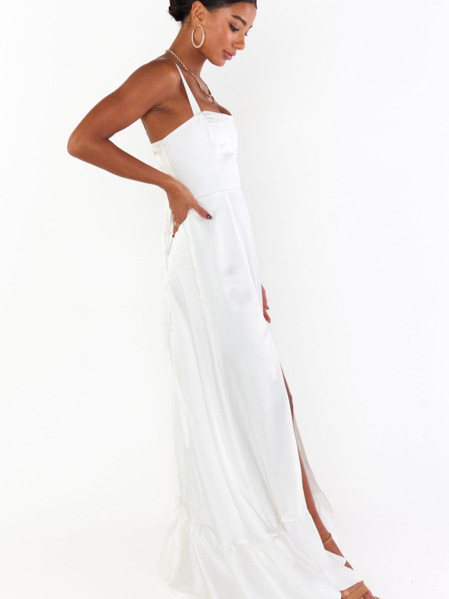 Clarissa Corset Dress ~ Ivory Luxe Satin