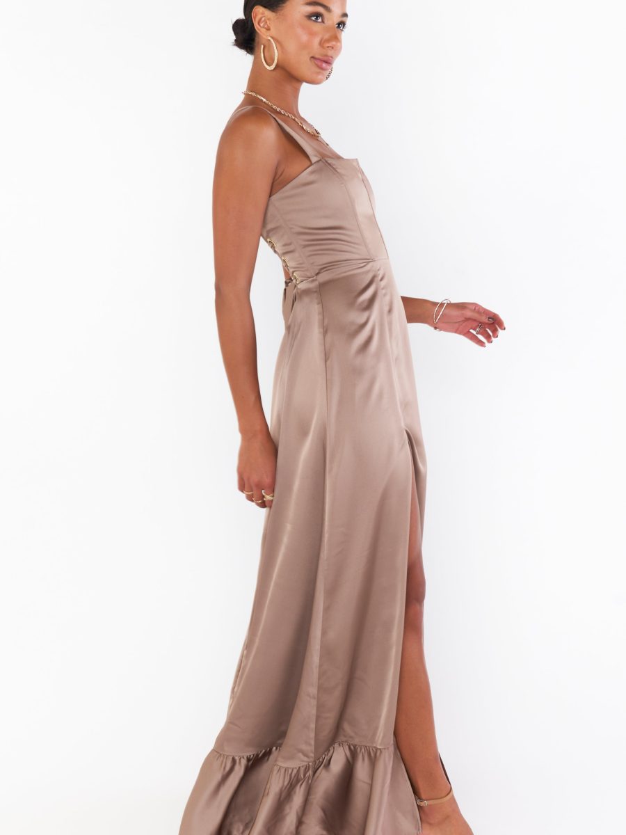 Clarissa Corset Dress ~ Dune Luxe Satin