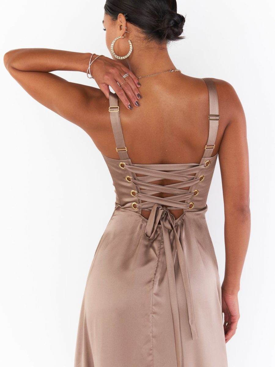 Clarissa Corset Dress ~ Dune Luxe Satin