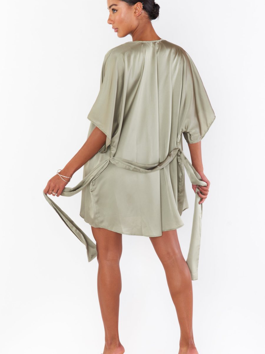 First Look Robe ~ Moss Green Luxe Satin