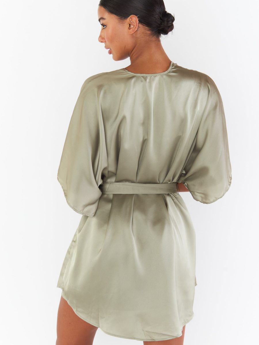 First Look Robe ~ Moss Green Luxe Satin