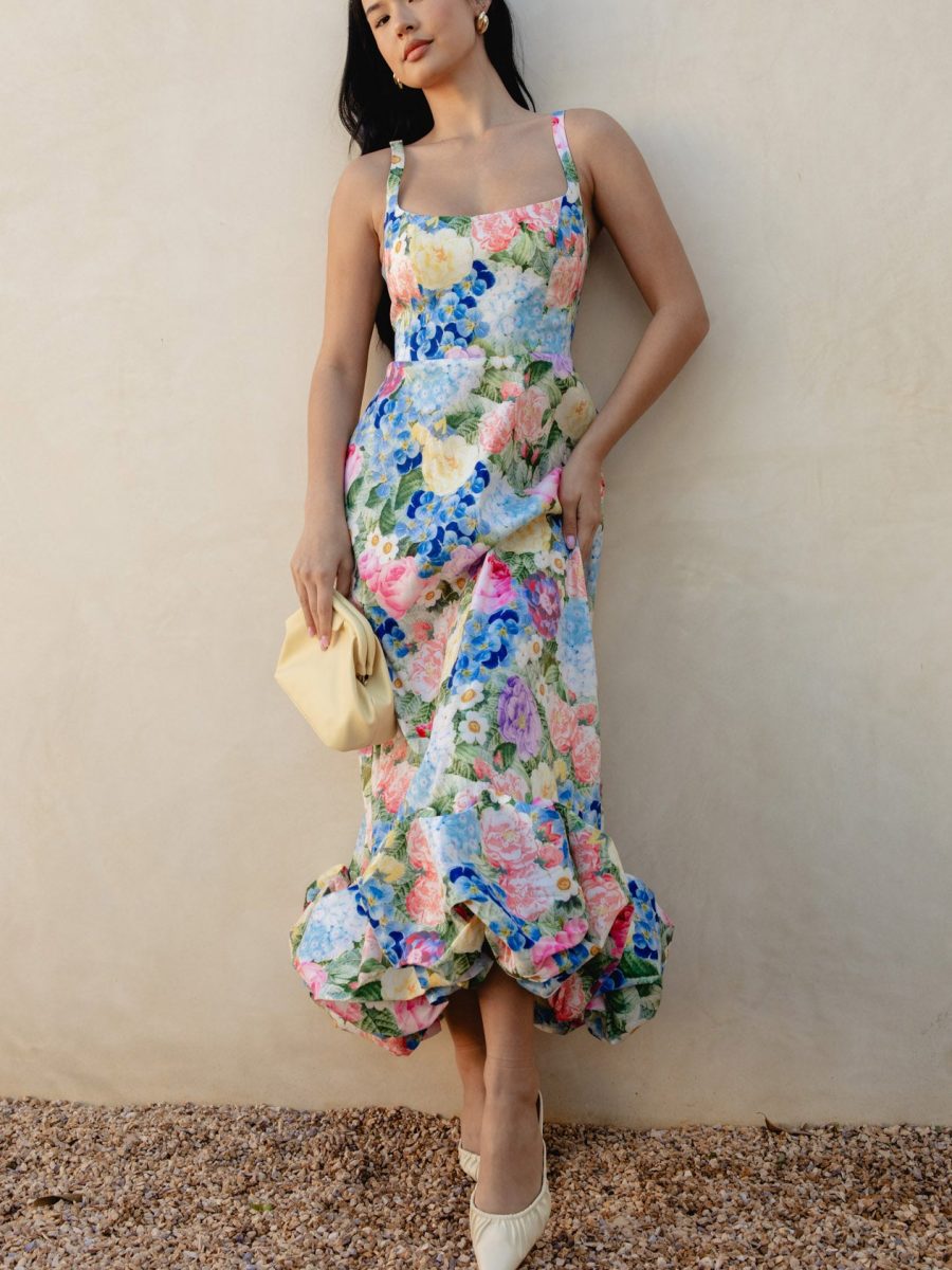 Rebecca Midi Dress ~ Flower Shop Taffeta