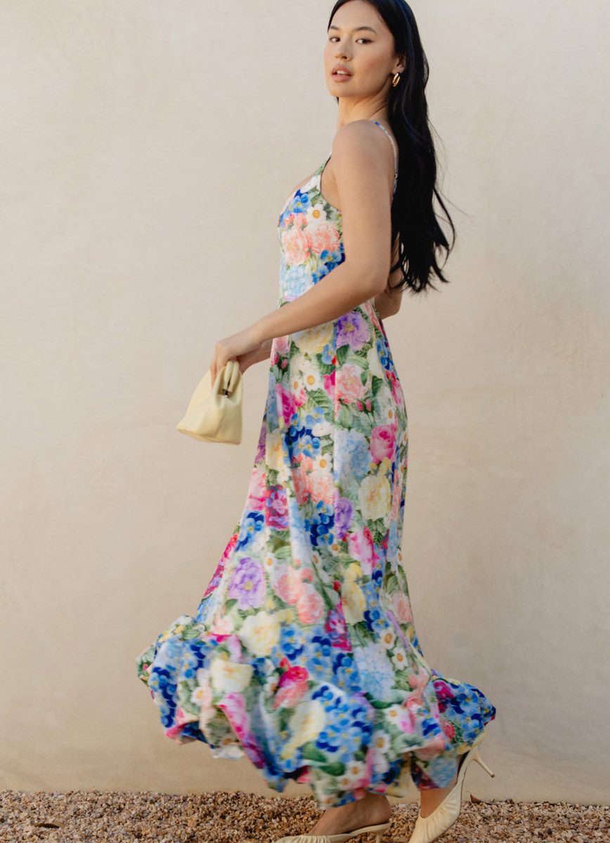 Rebecca Midi Dress ~ Flower Shop Taffeta