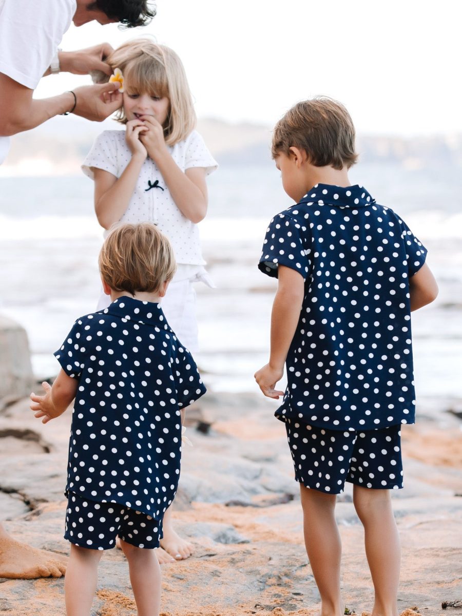 Lil Easy Shorts ~ Navy Polka Dot