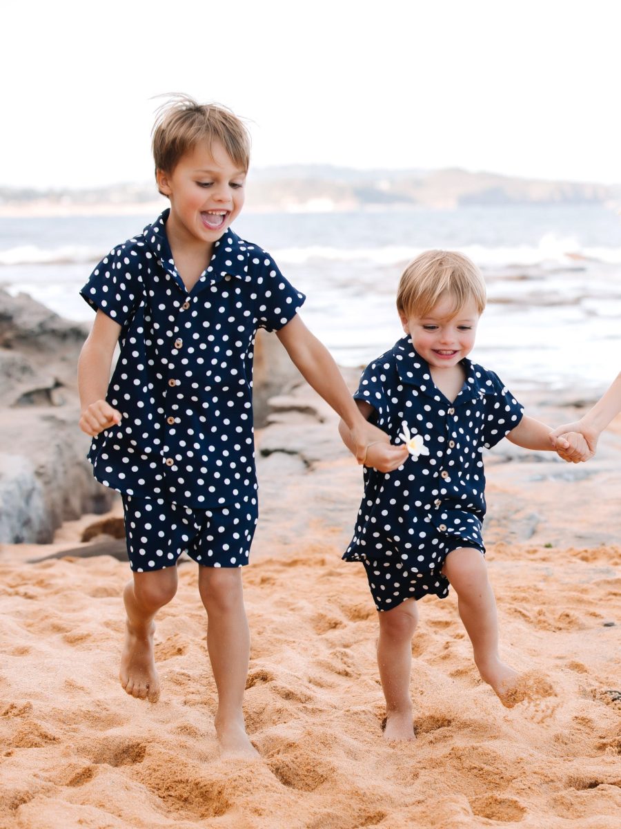 Lil Easy Shorts ~ Navy Polka Dot