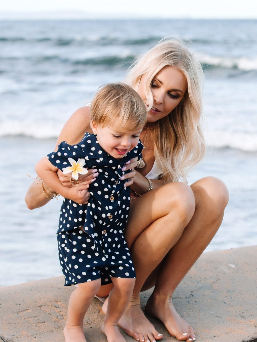 Lil Easy Shorts ~ Navy Polka Dot