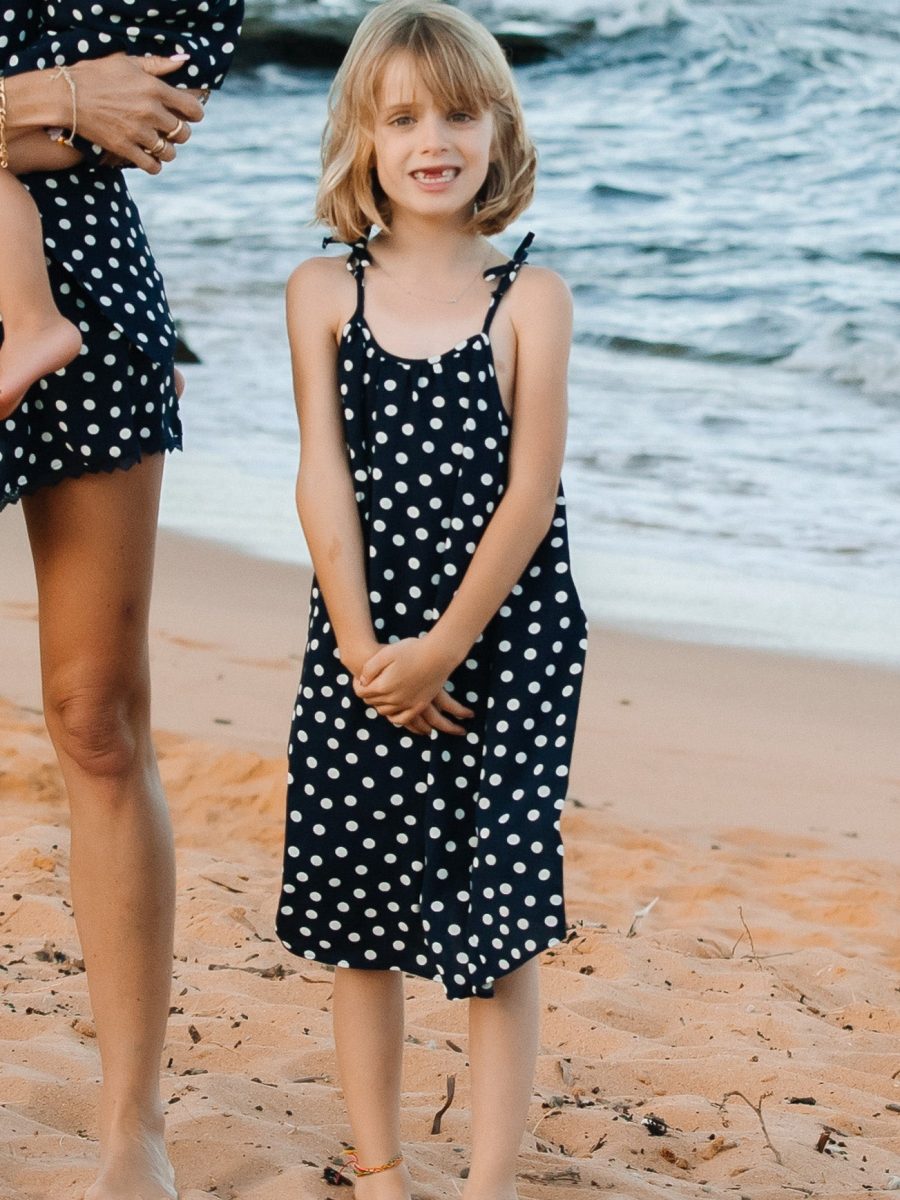 Sidekick Dress ~ Navy Polka Dot