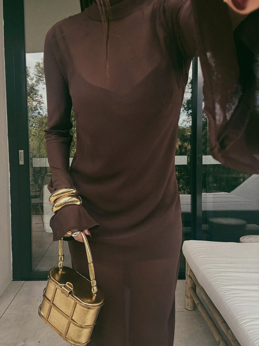 Brandi Maxi Dress ~ Chocolate Chiffon