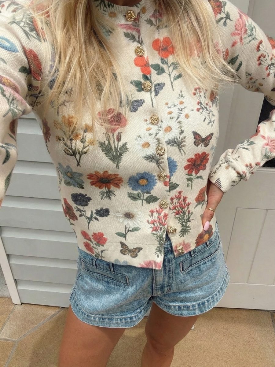 Cafe Cardigan ~ French Floral Knit