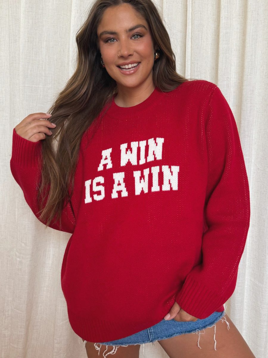 Varsity Sweater ~ Win Graphic Knit