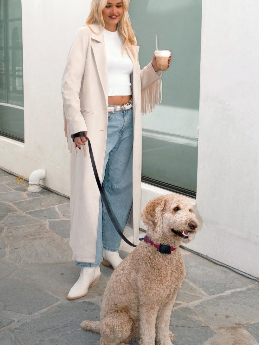 Sierra Fringe Maxi Jacket ~ Cream Faux Suede