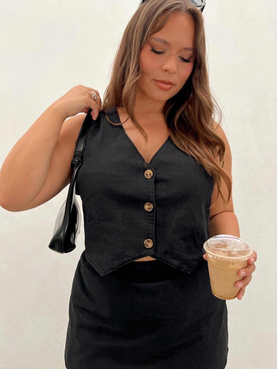Vicky Vest Top ~ Black Denim