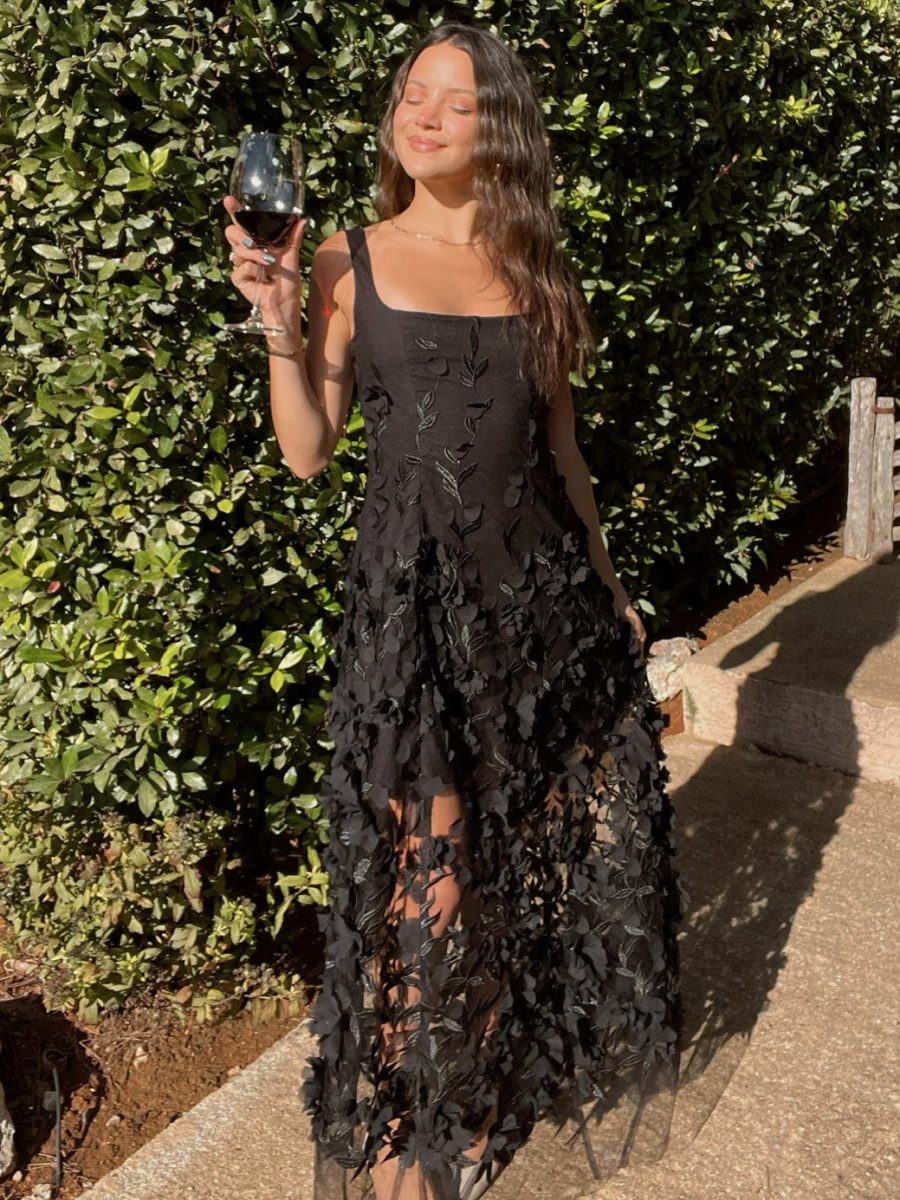 Stephanie Dress ~ Black 3D Floral