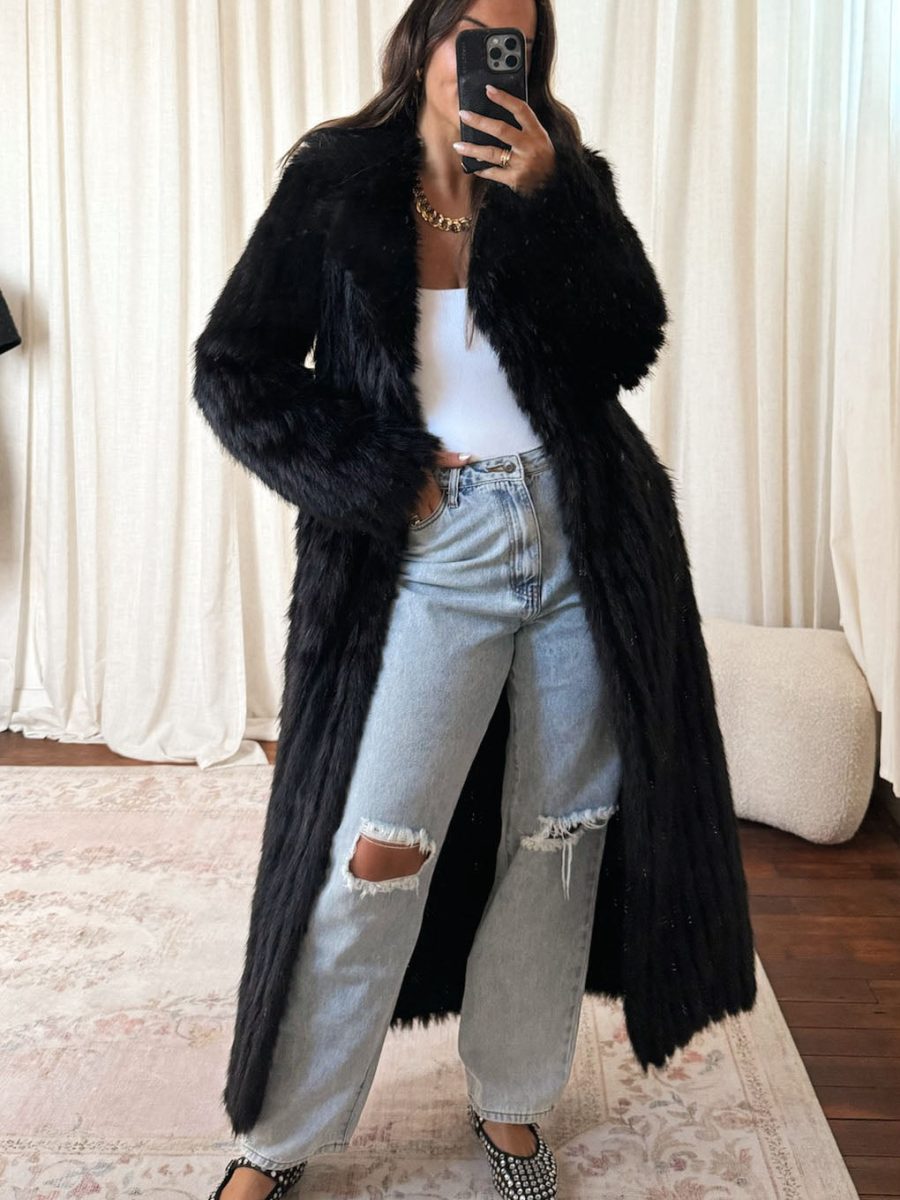 Plaza Coat ~ Black Faux Fur