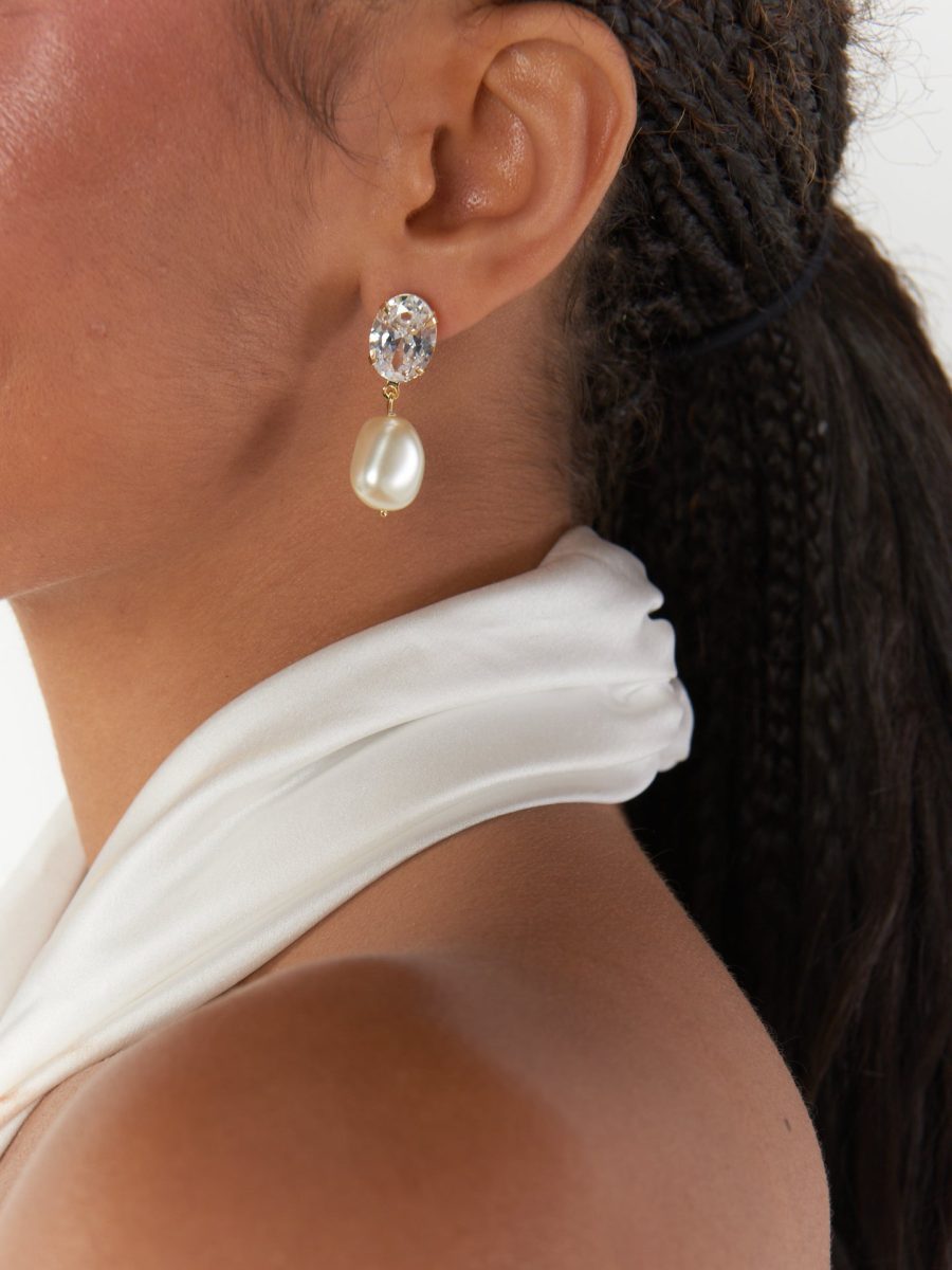 Faithy Jewels Kara Drop Earrings ~ Pearl CZ