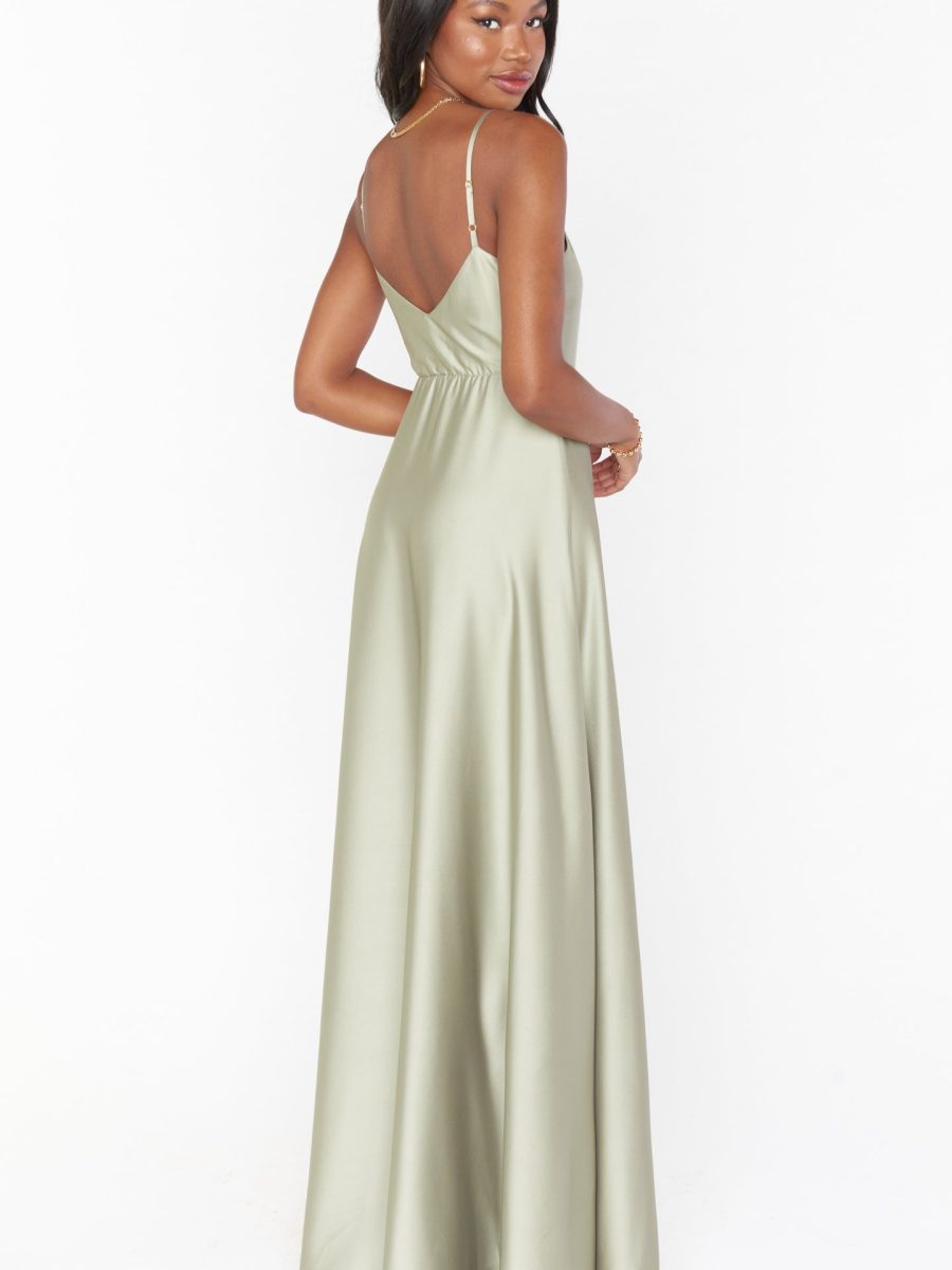 Faith Maxi Dress ~ Moss Green Luxe Satin