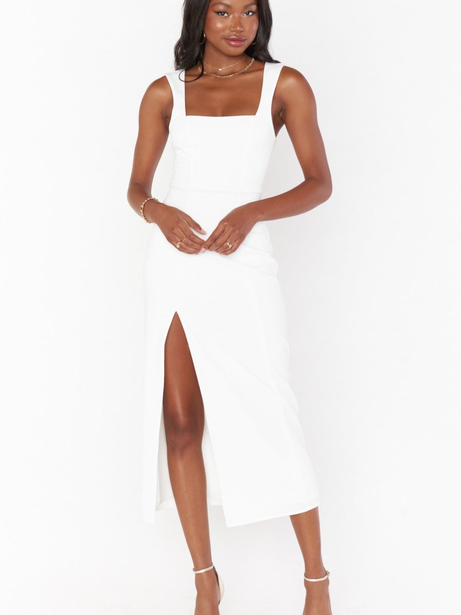 Eden Midi Dress ~ White Stretch