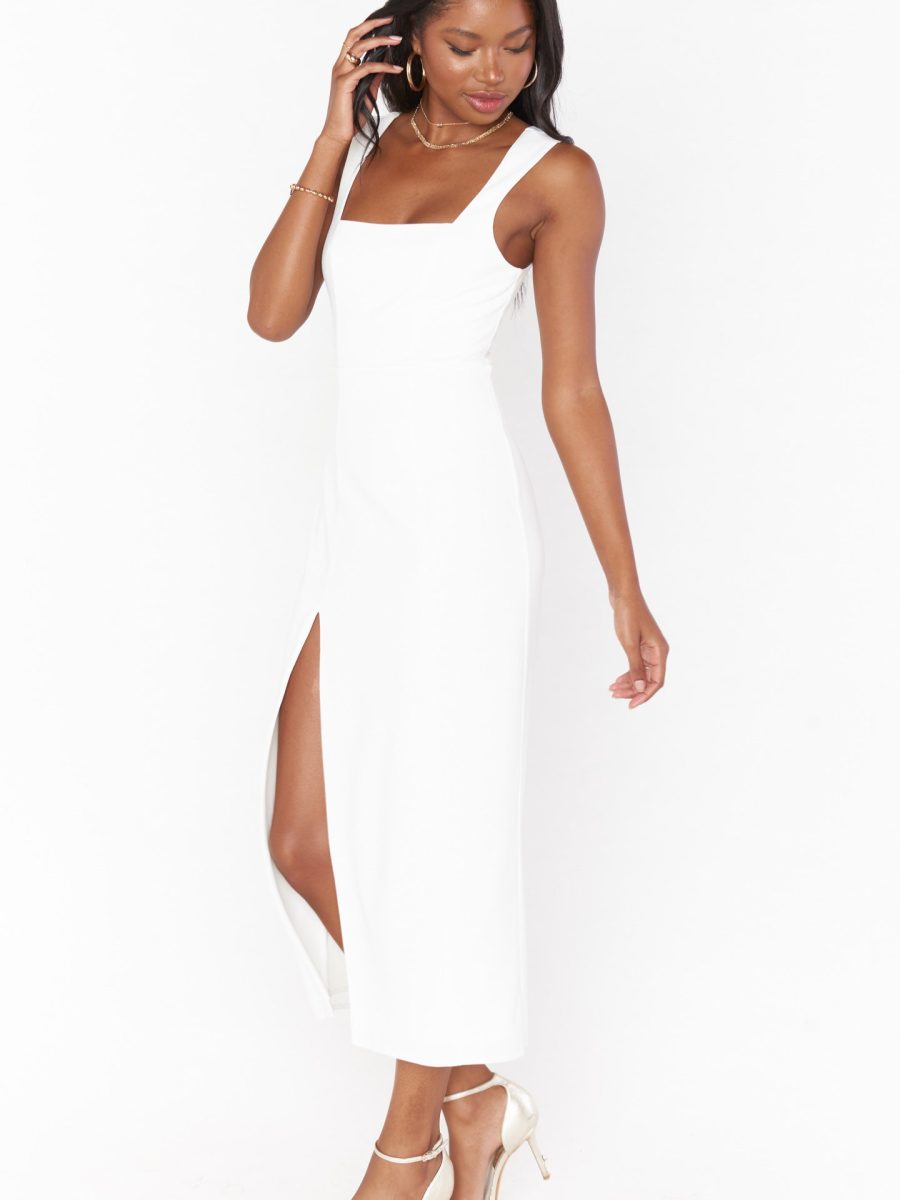 Eden Midi Dress ~ White Stretch