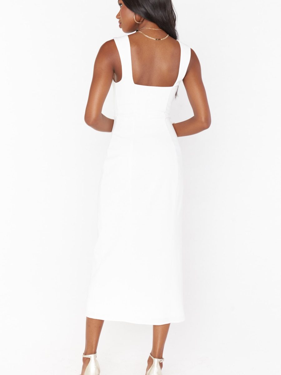 Eden Midi Dress ~ White Stretch