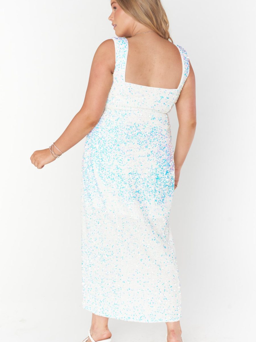 Eden Midi Dress ~ White Sparkle Sequins