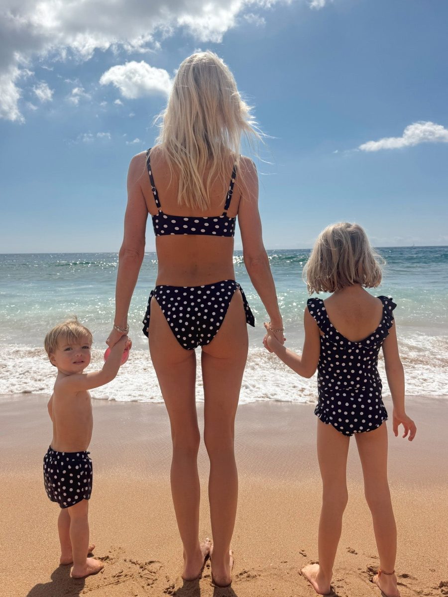 Madeline One Piece ~ Navy Polka Dot