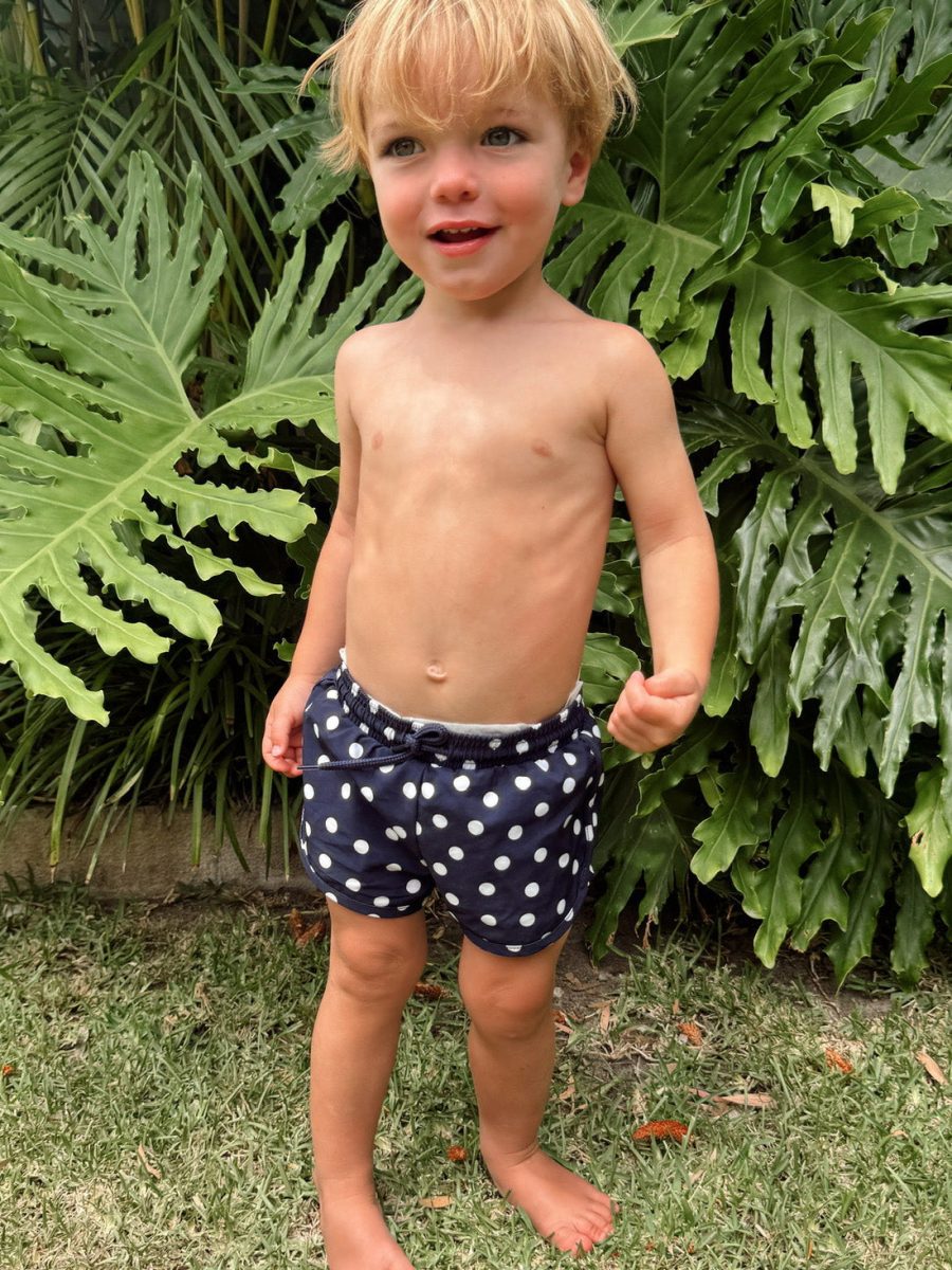 Little Beach Bum Trunks ~ Navy Polka Dot