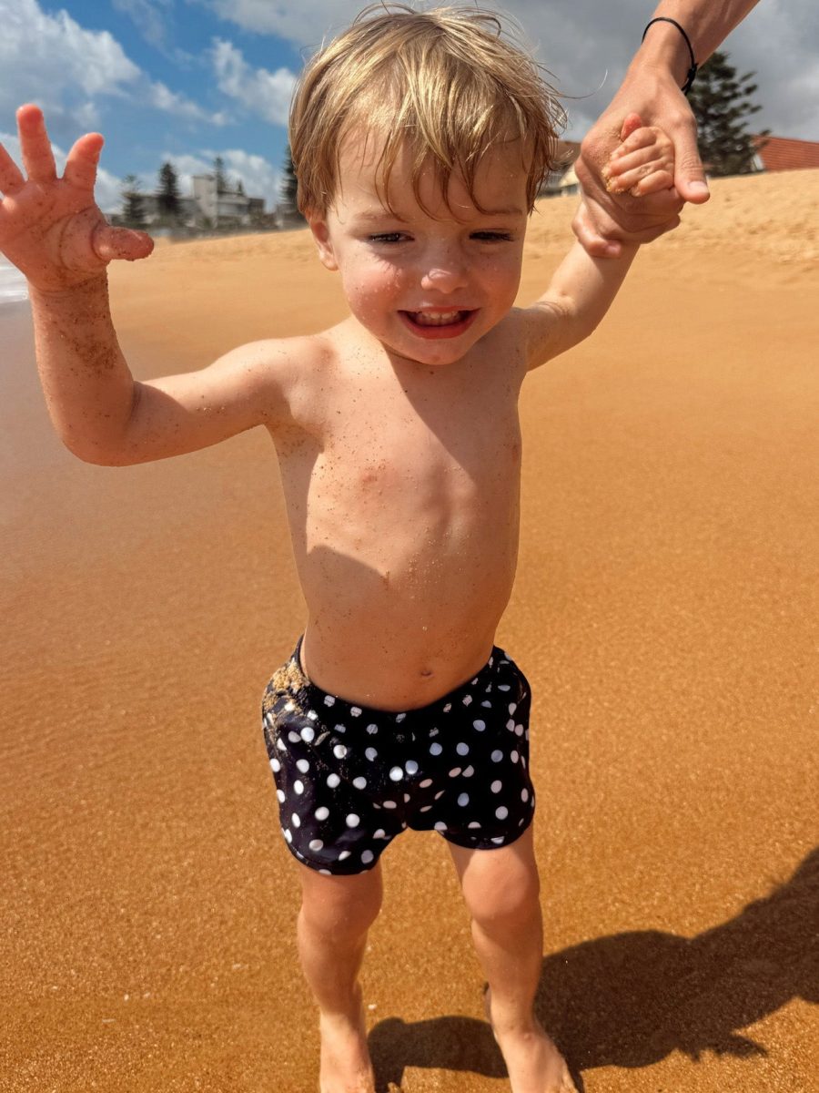 Little Beach Bum Trunks ~ Navy Polka Dot