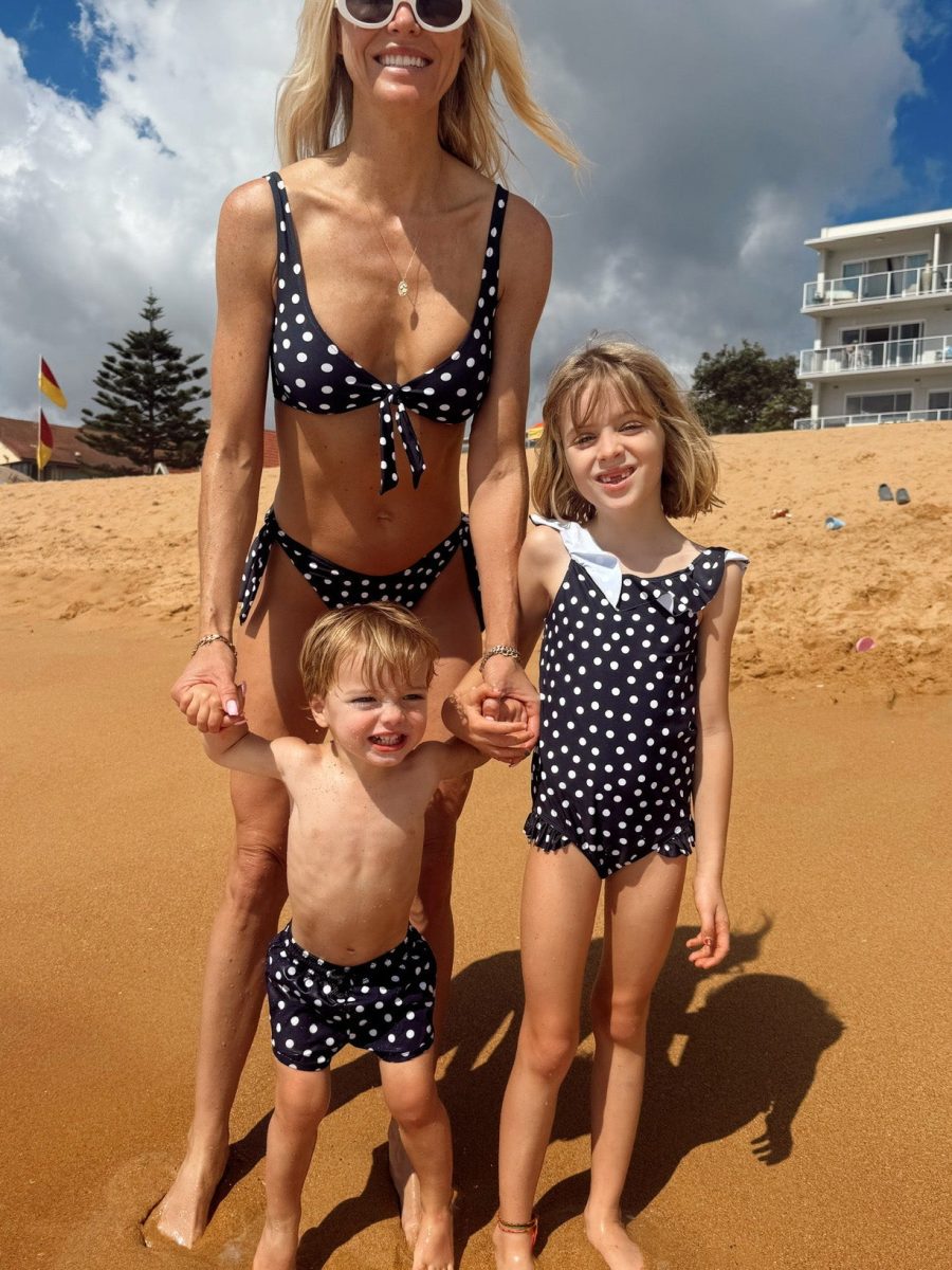 Madeline One Piece ~ Navy Polka Dot