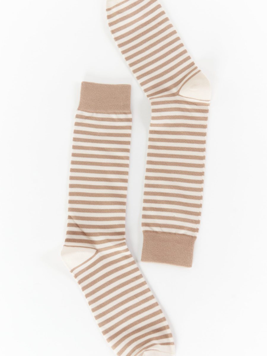 Owen Sock ~ Soft Beige and Dune Stripe