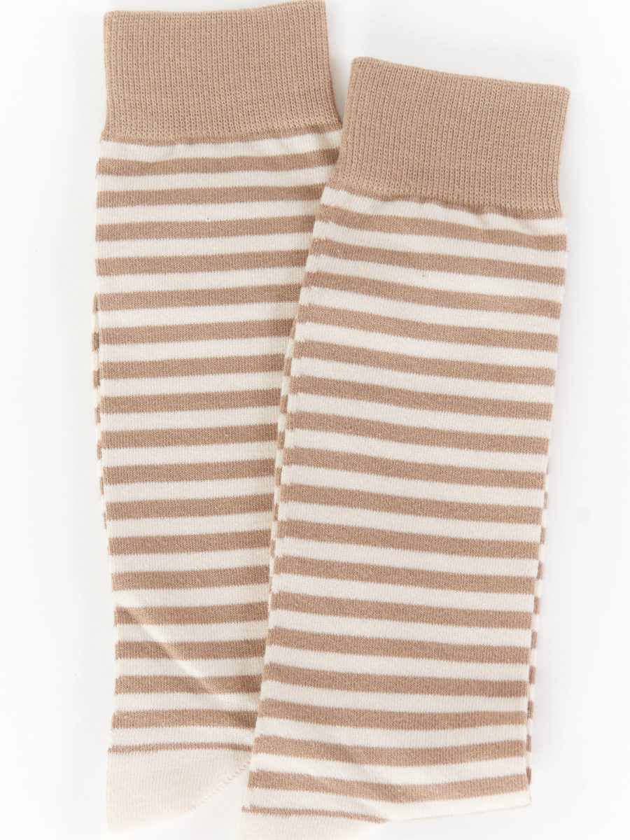 Owen Sock ~ Soft Beige and Dune Stripe