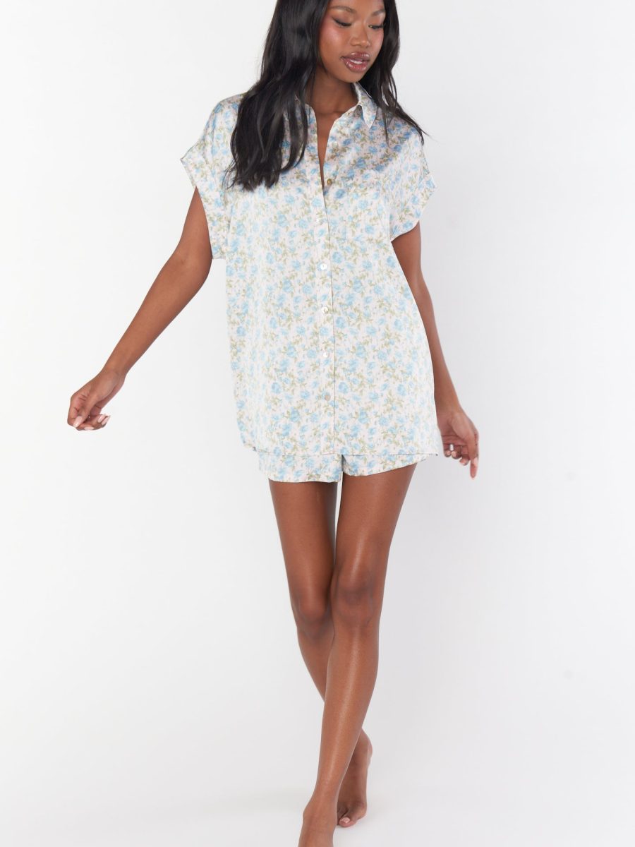 Best Day Button Up ~ Charming Rose Luxe Satin