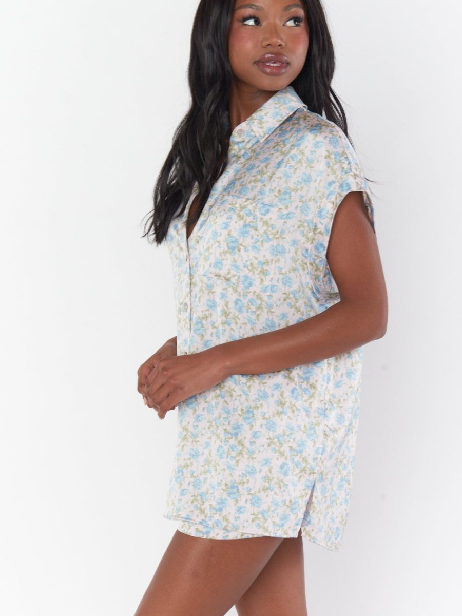 Best Day Button Up ~ Charming Rose Luxe Satin