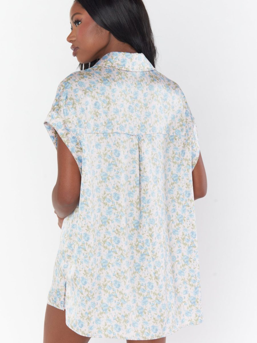 Best Day Button Up ~ Charming Rose Luxe Satin