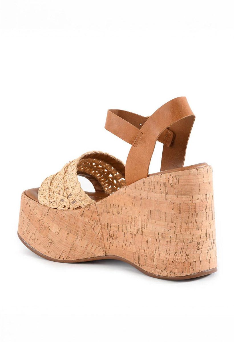 Seychelles Willow Heel ~ Natural Raffia/Tan Leather